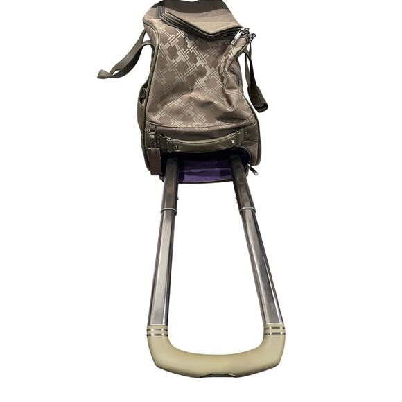 TUMI Signature Collection Wheeled Duffel 72163CFF Taupe Olive Leather Travel Bag - Picture 10 of 16